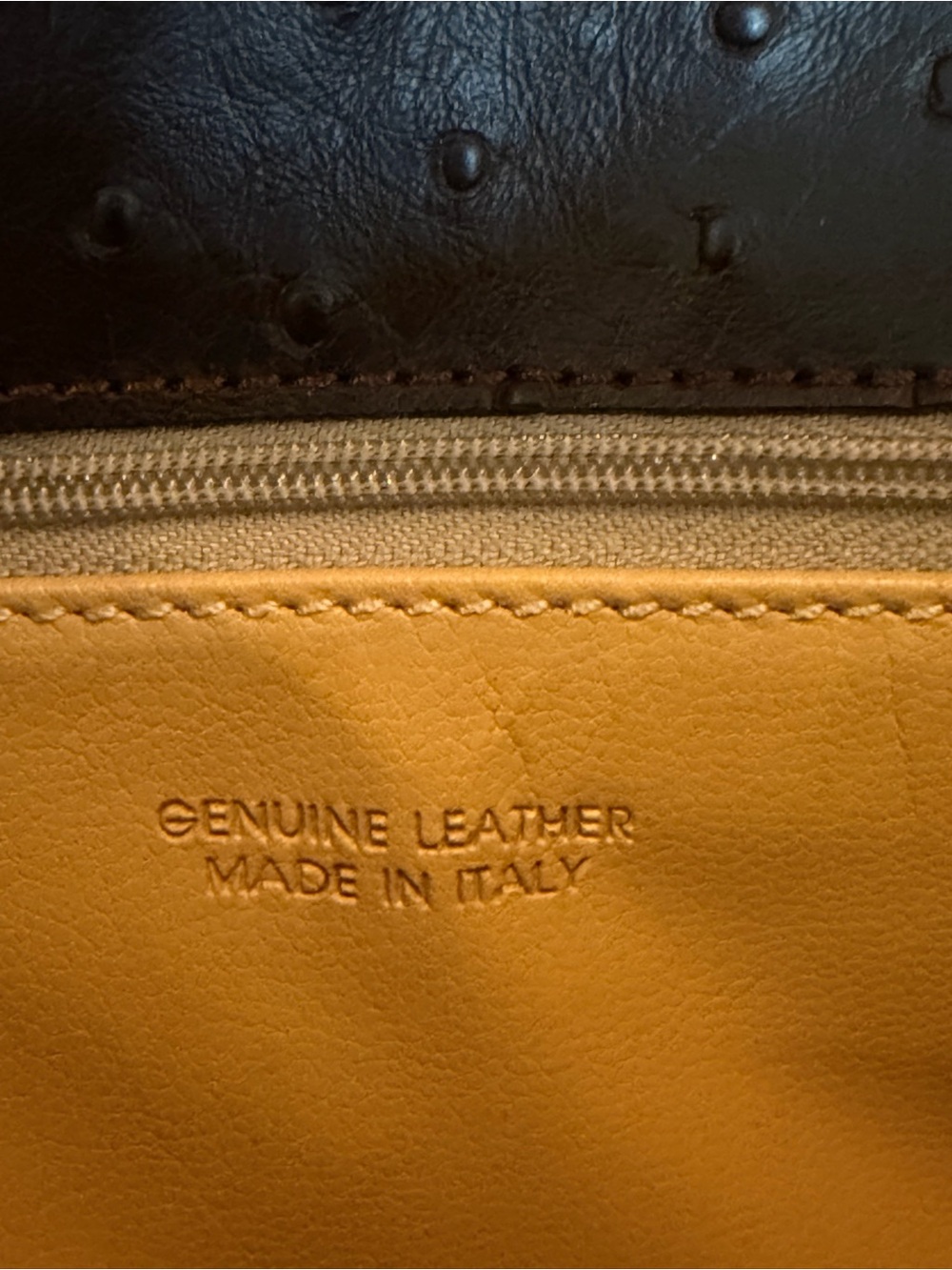 Dooney & Bourke Bayou Ostrich Dark Brown Leather Shoulder Bag - Picture 5 of 8